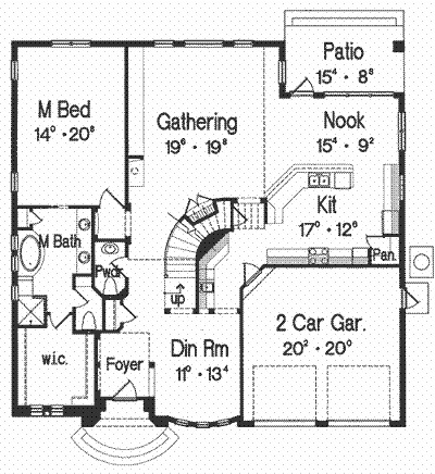 Florida, Mediterranean House Plan 64636 with 4 Beds, 4 Baths, 2 Car Garage First Level Plan