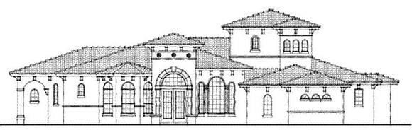 Florida, Mediterranean, One-Story House Plan 64645 with 3 Beds, 4 Baths, 3 Car Garage Elevation