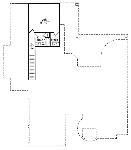 European, One-Story House Plan 64657 with 4 Beds, 4 Baths, 2 Car Garage Second Level Plan