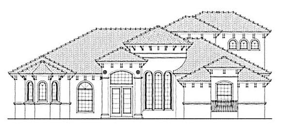 Florida, Mediterranean, One-Story House Plan 64661 with 3 Beds, 4 Baths, 3 Car Garage Elevation