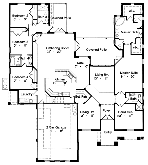 House Plan 64662 - Traditional Style with 3440 Sq Ft, 4 Bed, 4 Ba