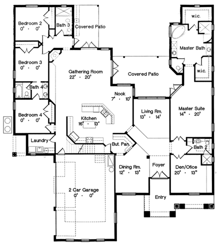 House Plan 64662 - Traditional Style with 3440 Sq Ft, 4 Bed, 4 Ba