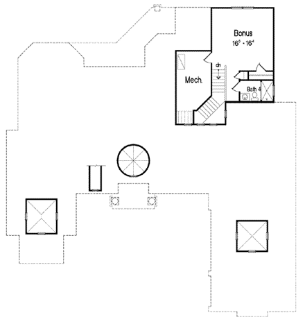 Florida, Mediterranean House Plan 64663 with 3 Beds, 6 Baths, 3 Car Garage Second Level Plan
