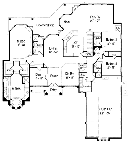 Florida, Italian, Mediterranean House Plan 64674 with 4 Beds, 5 Baths, 3 Car Garage First Level Plan