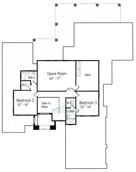 Florida, Mediterranean House Plan 64679 with 4 Beds, 5 Baths, 3 Car Garage Second Level Plan