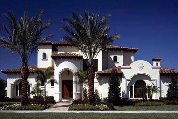 Florida, Mediterranean House Plan 64680 with 4 Beds, 5 Baths, 3 Car Garage Elevation