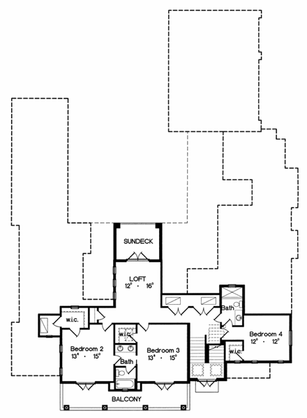 Mediterranean House Plan 64694 with 5 Beds, 5 Baths, 3 Car Garage Second Level Plan