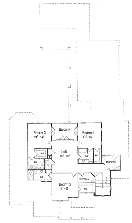 Florida, Mediterranean House Plan 64695 with 5 Beds, 7 Baths, 3 Car Garage Second Level Plan
