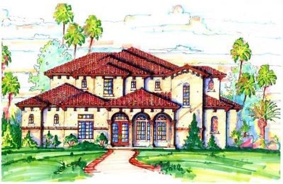 Florida, Mediterranean House Plan 64695 with 5 Beds, 7 Baths, 3 Car Garage Elevation