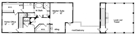 Narrow Lot House Plan 64698 with 4 Beds, 6 Baths, 2 Car Garage Third Level Plan