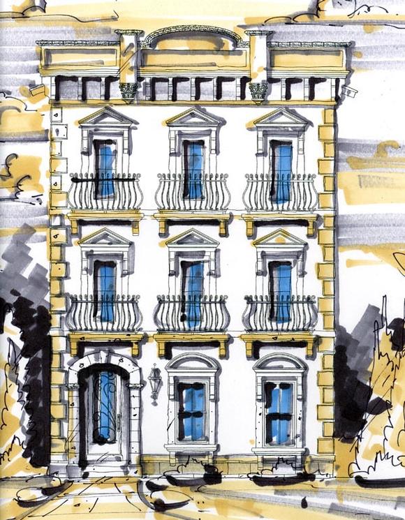 Narrow Lot House Plan 64698 with 4 Beds, 6 Baths, 2 Car Garage Elevation