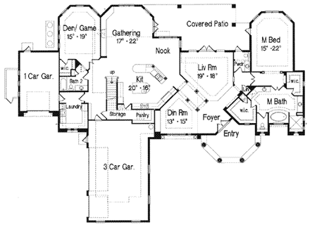 Florida, Mediterranean House Plan 64706 with 4 Beds, 6 Baths, 4 Car Garage First Level Plan