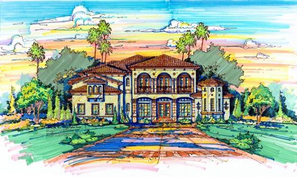 Florida, Mediterranean House Plan 64719 with 5 Beds, 7 Baths, 4 Car Garage Elevation