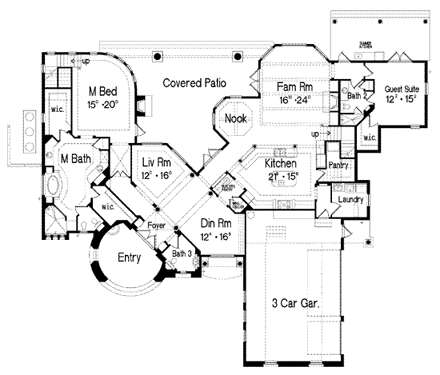 Florida, Mediterranean House Plan 64720 with 4 Beds, 7 Baths, 3 Car Garage First Level Plan
