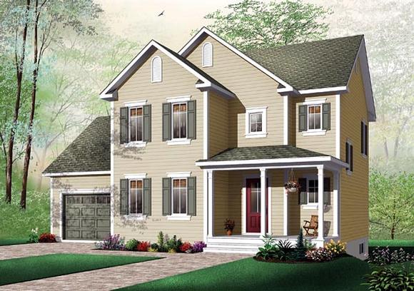 Traditional House Plan 64804 with 3 Beds, 2 Baths, 1 Car Garage Elevation
