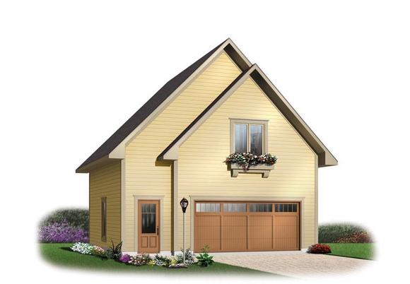 2 Car Garage Apartment Plan 64816 with 1 Beds, 1 Baths Elevation