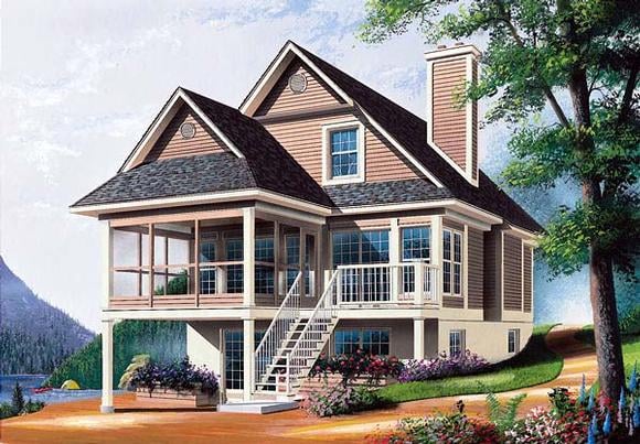 Cottage, Traditional House Plan 64828 with 3 Beds, 2 Baths Elevation