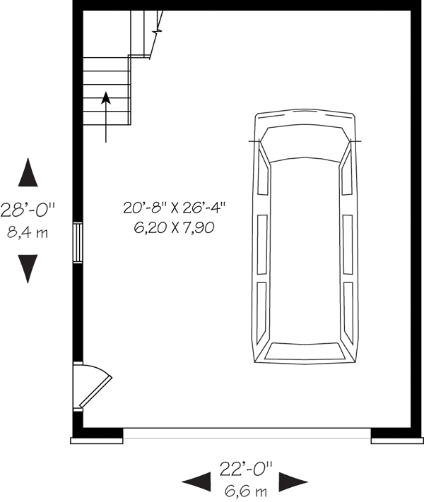 2 Car Garage Plan 64831 Level One