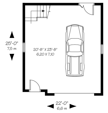 2 Car Garage Plan 64838 First Level Plan