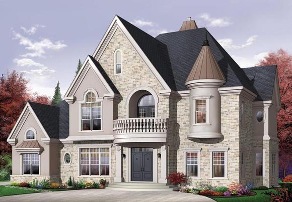 European House Plan 64847 with 4 Beds, 4 Baths, 3 Car Garage Elevation