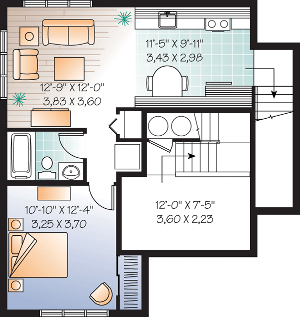 House Plan 64857 - Narrow Lot Style with 2095 Sq Ft, 4 Bed, 2 Bat