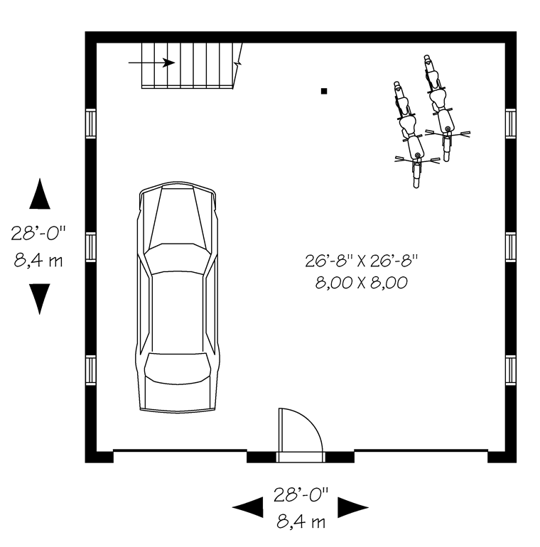 2 Car Garage Plan 64868 Level One