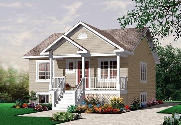 Bungalow, Country, Narrow Lot, One-Story House Plan 64887 with 2 Beds, 1 Baths Elevation