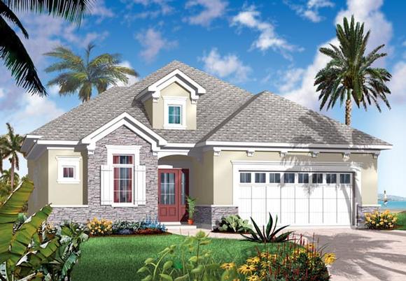Florida, Mediterranean House Plan 64898 with 4 Beds, 3 Baths, 2 Car Garage Elevation