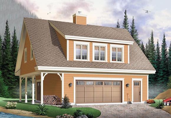 Country, Craftsman, Traditional 2 Car Garage Apartment Plan 64902 with 2 Beds, 2 Baths Elevation