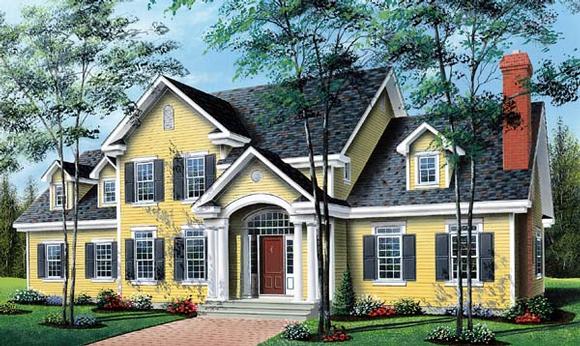 House Plan 64939 with 5 Beds, 4 Baths, 2 Car Garage Elevation