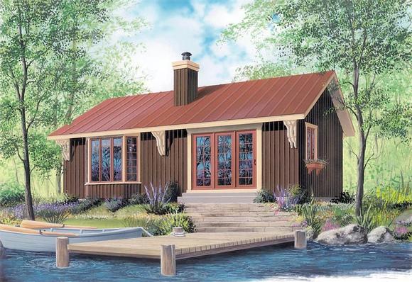 Cabin House Plan 64950 with 2 Beds, 1 Baths Elevation