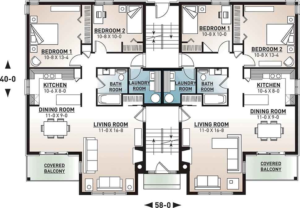 Victorian Multi-Family Plan 64952 with 16 Beds, 8 Baths Level One