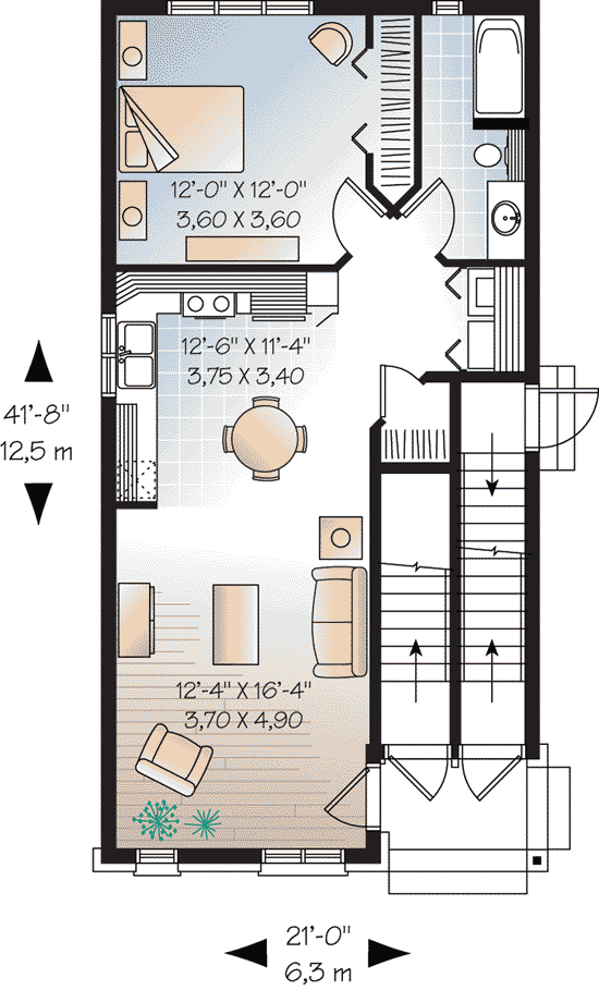 Multi-Family Plan 64953 with 3 Beds, 3 Baths Level One