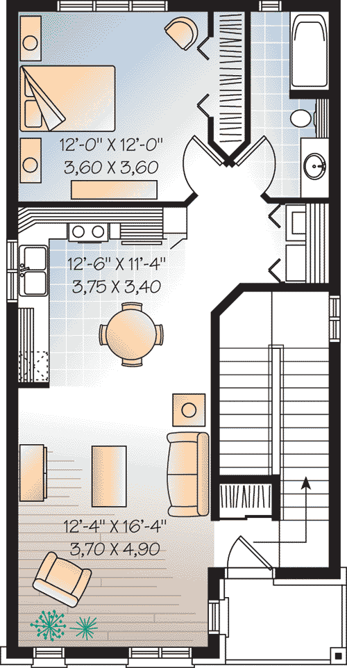 Multi-Family Plan 64953 with 3 Beds, 3 Baths Level Three