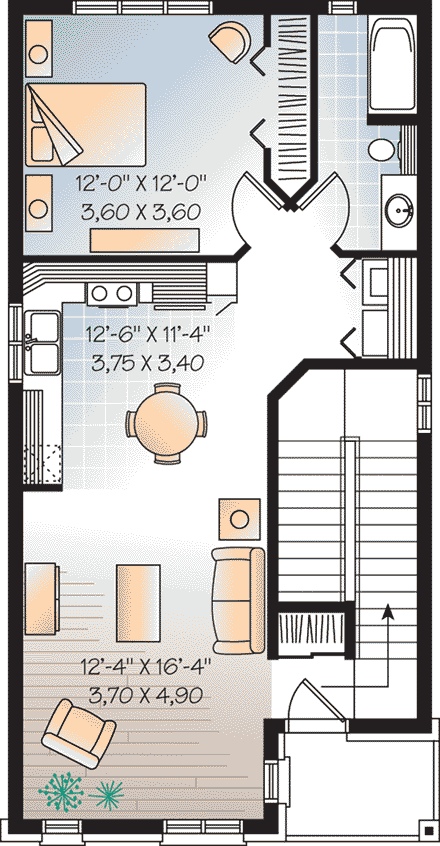 Multi-Family Plan 64953 with 3 Beds, 3 Baths Third Level Plan