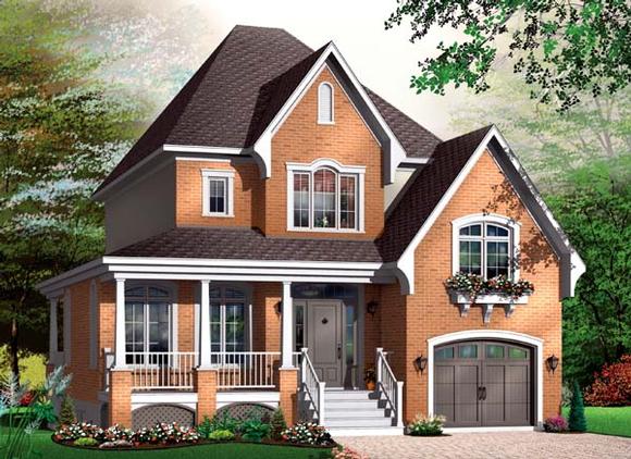 Traditional House Plan 64957 with 3 Beds, 2 Baths, 1 Car Garage Elevation
