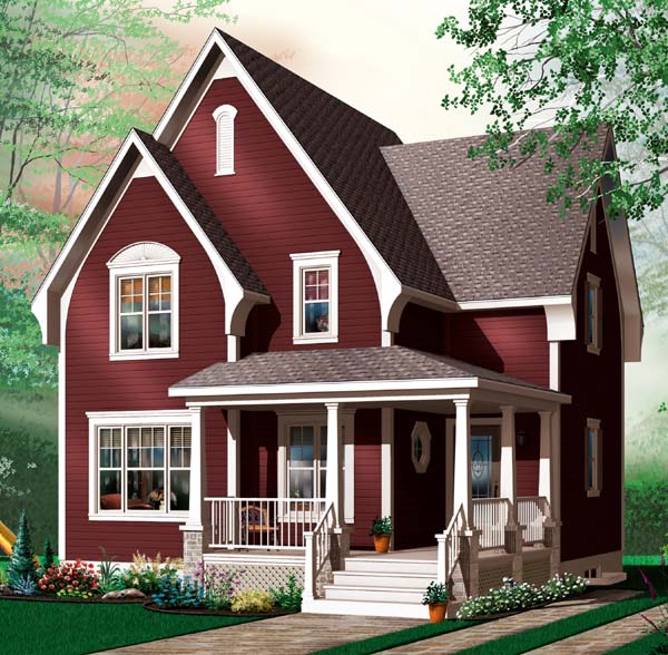 House Plan 64958 - with 1322 Sq Ft, 2 Bed, 1 Bath, 1 Half Bath