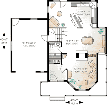 Country, Southern, Victorian House Plan 64968 with 3 Beds, 3 Baths, 1 Car Garage First Level Plan