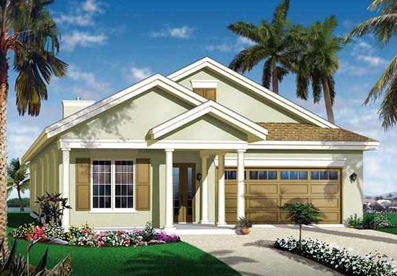 Florida House Plan 64977 with 3 Beds, 2 Baths, 2 Car Garage Elevation