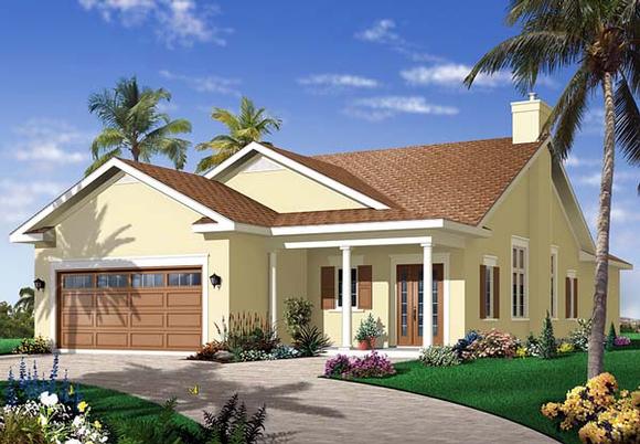 Florida House Plan 64978 with 3 Beds, 2 Baths, 2 Car Garage Elevation