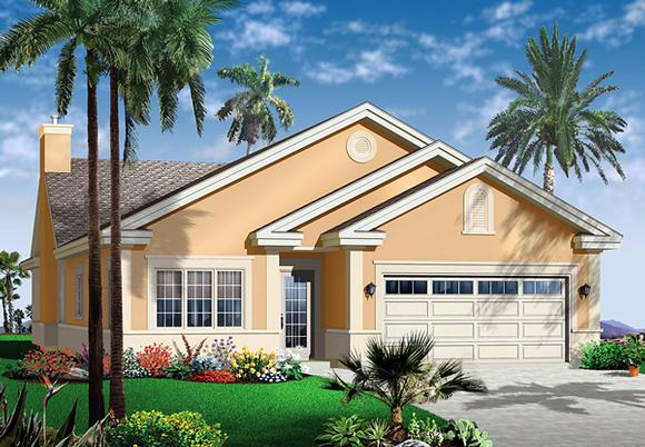 Florida House Plan 64979 with 3 Beds, 3 Baths, 2 Car Garage Elevation