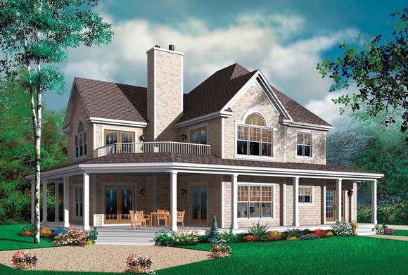Country, Farmhouse House Plan 64980 with 4 Beds, 4 Baths, 3 Car Garage Elevation
