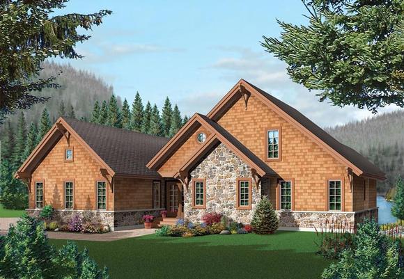 Coastal, Country, Craftsman House Plan 64981 with 5 Beds, 4 Baths, 2 Car Garage Elevation