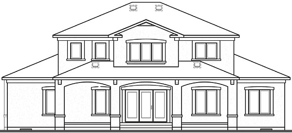 Florida House Plan 64984 with 6 Beds, 5 Baths, 2 Car Garage Rear Elevation