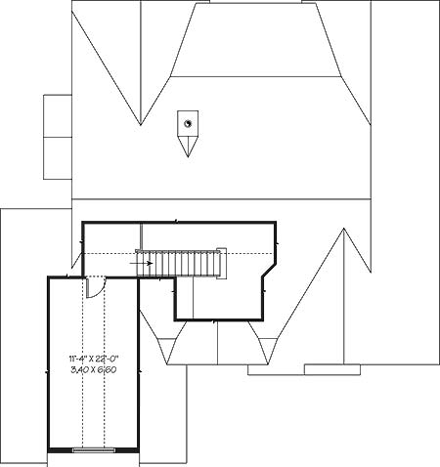 Bungalow, European, Florida, Mediterranean House Plan 64986 with 3 Beds, 2 Baths, 2 Car Garage Second Level Plan