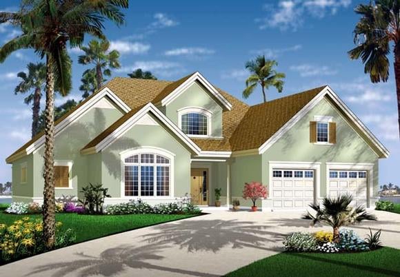 Florida House Plan 64987 with 3 Beds, 3 Baths, 2 Car Garage Elevation