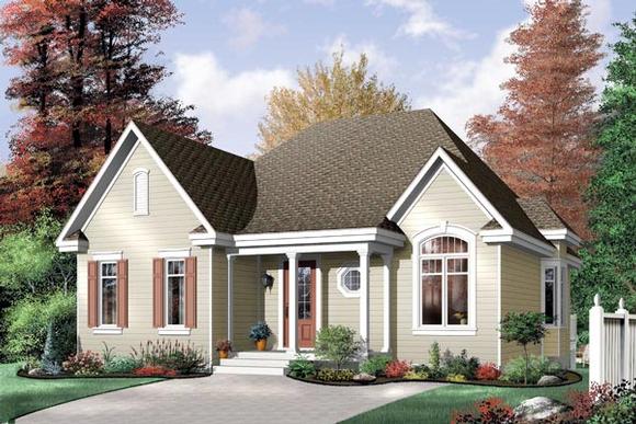 Narrow Lot, One-Story, Traditional House Plan 64990 with 3 Beds, 1 Baths Elevation