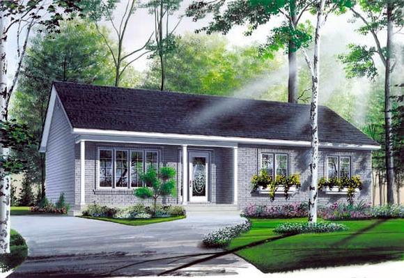 One-Story, Ranch House Plan 64998 with 3 Beds, 1 Baths Elevation