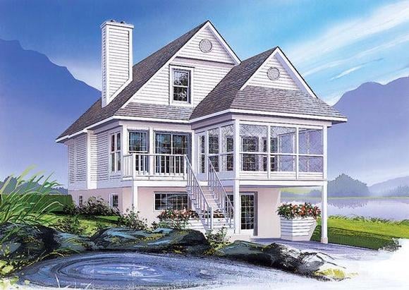 Coastal, Country House Plan 65000 with 3 Beds, 2 Baths Elevation