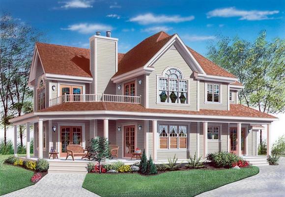 Country, Farmhouse, Traditional House Plan 65004 with 3 Beds, 3 Baths, 2 Car Garage Elevation